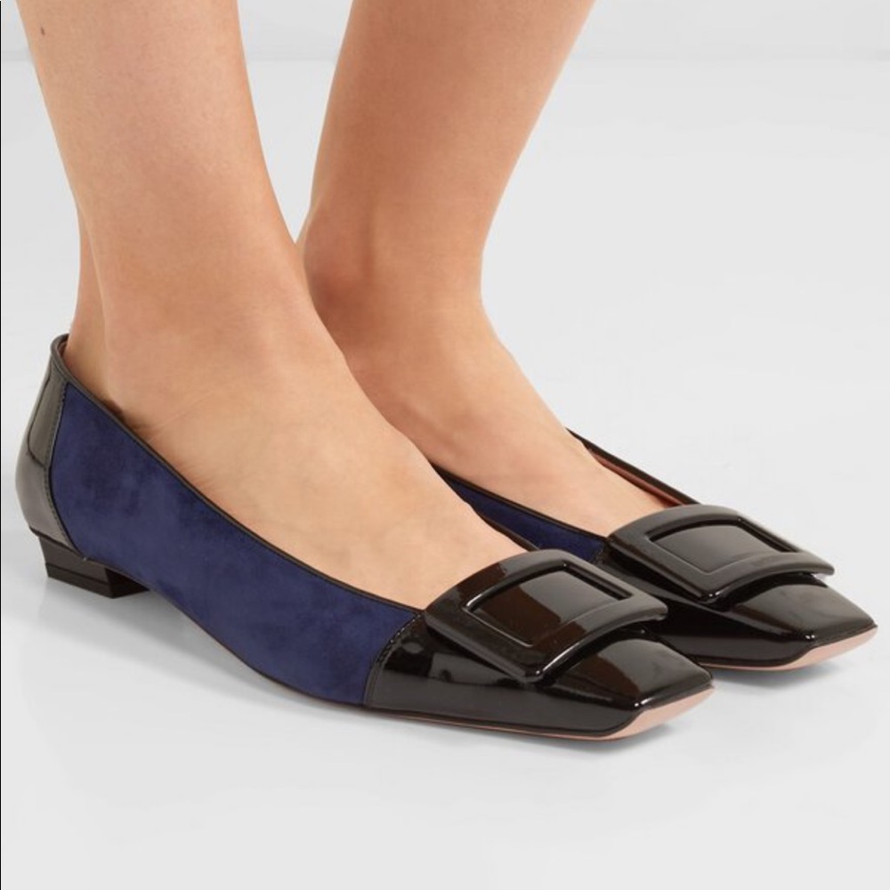 Roger Vivier patent-leather and suede ballet flats